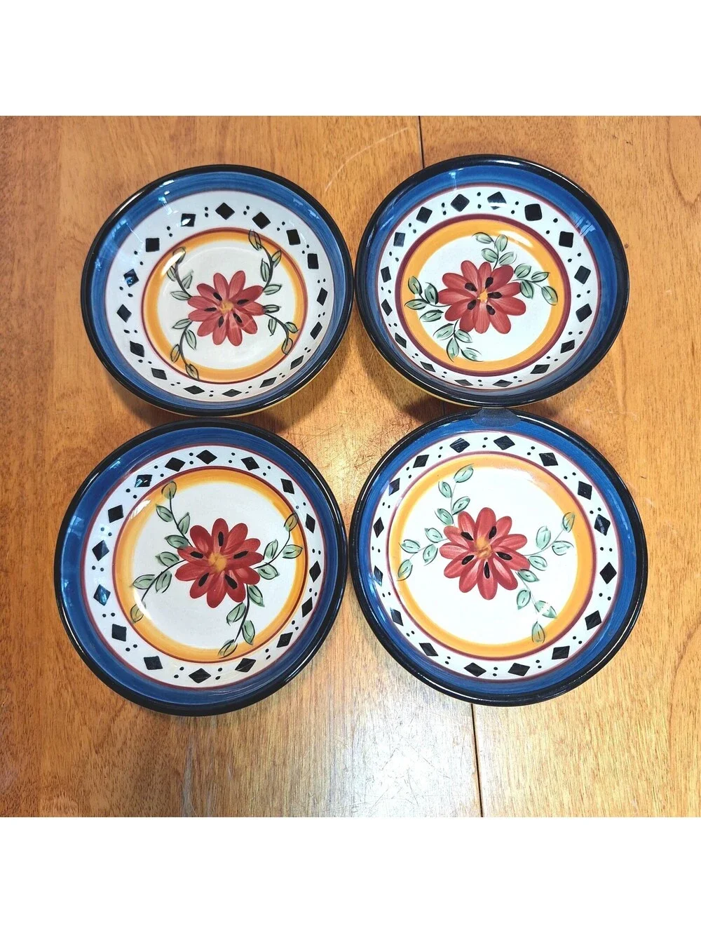 Vintage Pier 1 Earthenware Floral Butter Pats Sauce Dish Set Of 4 Alexandria